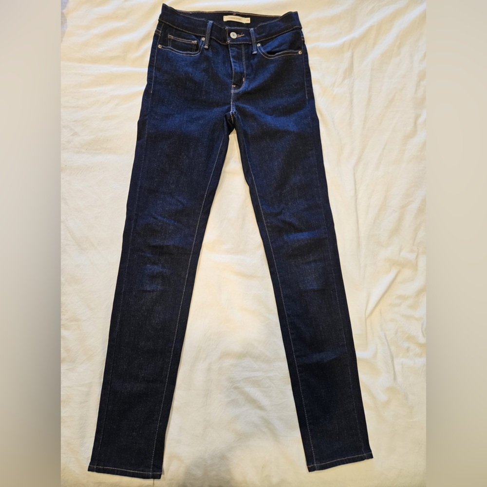 Levi High Rise Skinny Jeans - Dark Blue Denim